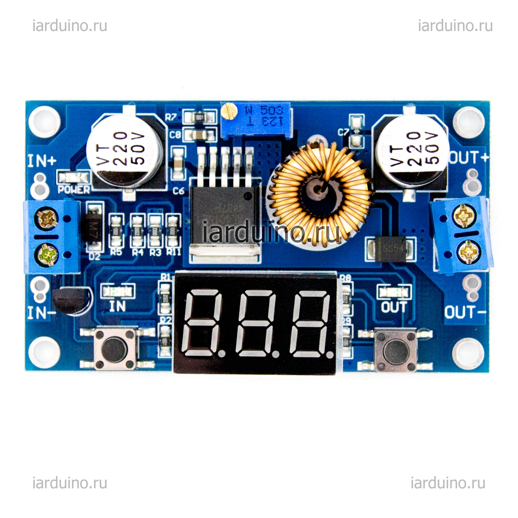  Понижающий DC-DC преобразователь XL4015E1  75W 5А с дисплеем для Arduino ардуино